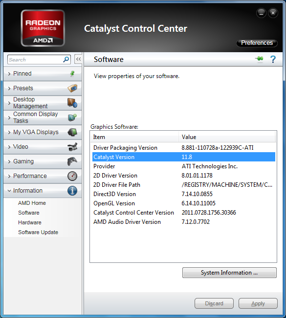 AMD Catalyst 11.8 WHQL version numbers